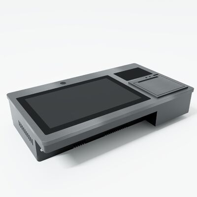 10.1" touch kiosk NFC RFID card reader IP65 pure flat surface aluminum front bezel bulit-in camera and thermal printer face recognition